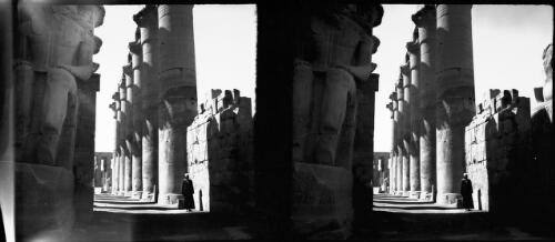 [Colossal statues around the forecourt in the Temple of Luxor, 1] [picture] : [Egypt, World War II] / [Frank Hurley]