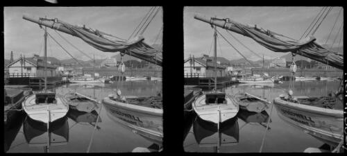 [Victoria Dock, with moored yachts in foreground including the Speedwell, Hobart ca. 1938-1947] [picture] : [Hobart, Tasmania] / [Frank Hurley]