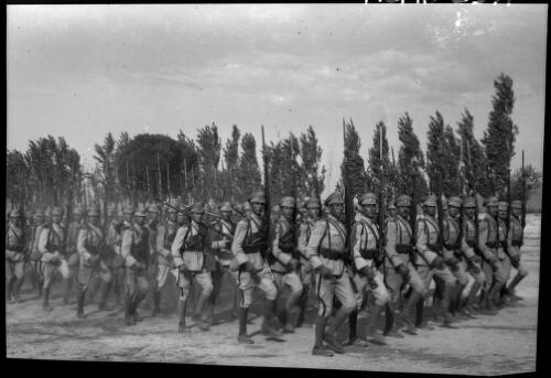 Iranian infantry [on parade in their barracks at Teheran, ca. 1943] [picture] / [Frank Hurley]
