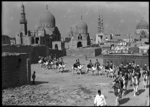 Camel Patrol, Tombs of Mamelukes, Cairo [picture] : [Cairo, Egypt, World War II] / [Frank Hurley]