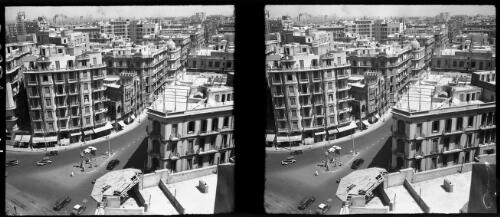 Solman Pasha, looking down onto Midan Ismalia Cairo, also view Midan Ismalia, looking towards Cairo Museum [Sulman Pasha?] [picture] : [Cairo, Egypt, World War II] / [Frank Hurley]