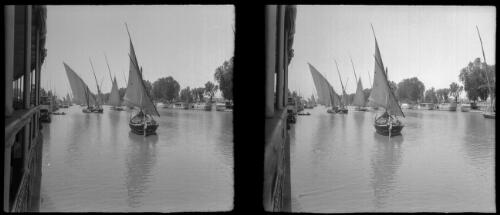 [Boats and feluccas on a river] [picture] : [Cairo, Egypt, World War II] / [Frank Hurley]
