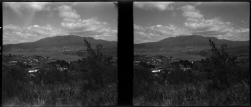 [Hobart and mountains, harbour and grasses] [picture] : [Hobart, Tasmania] / [Frank Hurley]