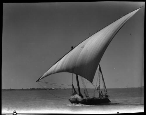 [Felucca on the Nile running before the wind, 1] [picture] : [Egypt, World War II] / [Frank Hurley]