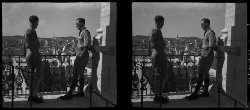 Bethlehem [showing two men standing on a balcony with a city in the background] [picture] / [Frank Hurley]