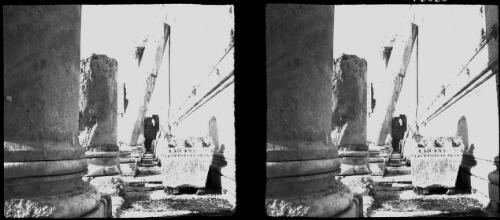 Baalbek [fallen column as seen from looking down a colonnade] [picture] : [Lebanon, World War II] / [Frank Hurley]