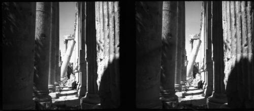 Baalbek [fallen column, as seen looking down a colonnade] [picture] : [Lebanon, World War II] / [Frank Hurley]