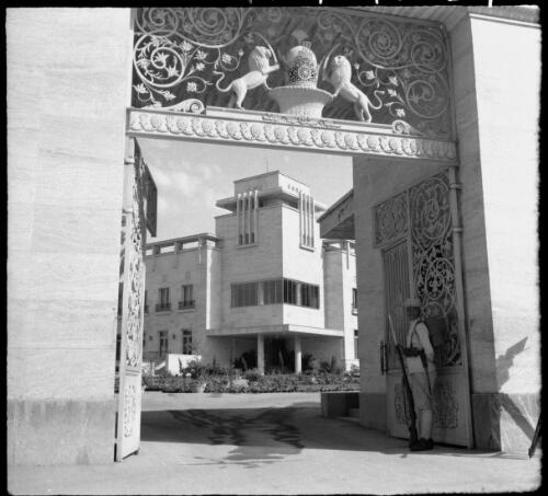 The entrance to the Shah's Palace, Teheran, Iran [World War II] [picture] / [Frank Hurley]