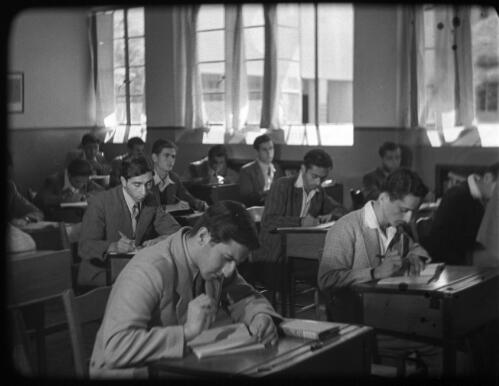 The Arabic College Jerusalem [classroom of students at their desks, 2] [picture] / [Frank Hurley]