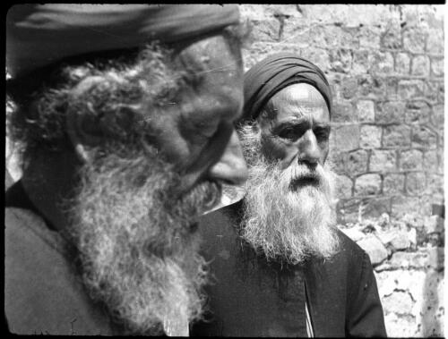 Scenes Nablus, also the Samaritans, the Sacred Roll & soap making [two priests of the Samaritans of Nablus] [picture] / [Frank Hurley]