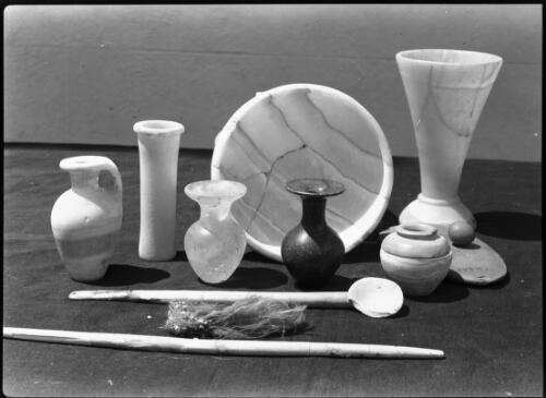 [Earthenware on display, pots, vases, plates and implements] [picture] / [Frank Hurley]