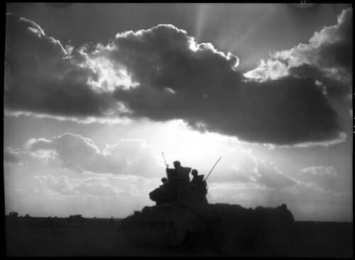 Scenes taken in the vicinity of Tobruch [Tobruk] during the 1st battle in which the 6th Div were engaged [Allied tank advancing] [picture] : [Barqah, Libya] / [Frank Hurley]