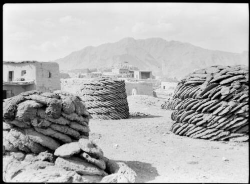 Village with its dumps of winter fuel [picture] : [Iran, World War II] / [Frank Hurley]