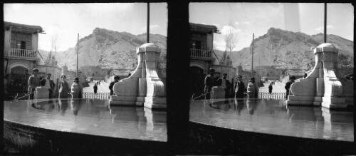 [Monument in a town with a mountain in the background, World War II] [picture] : [Iran] / [Frank Hurley]
