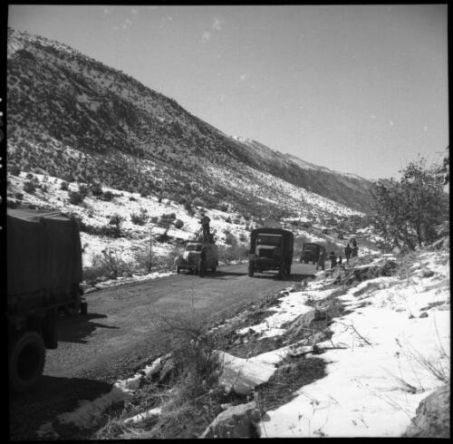 Sunday shots, Iran [convoy of trucks on a mountain road, World War II] [picture] : [Iran] / [Frank Hurley]