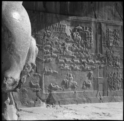 Sunday shots, Iran [frieze displaying horseman, World War II] [picture] : [Iran] / [Frank Hurley]