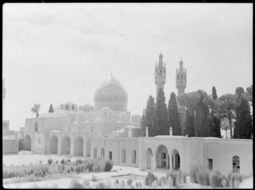 The Shrine of Mahun in the village of same name about 25 miles east of Kerman, Persia [view of whole shrine complex, 1] [picture] : [Iran, World War II] / [Frank Hurley]