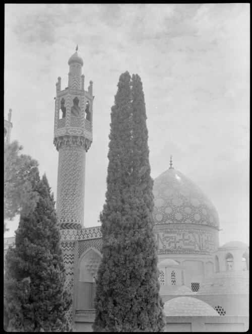 The Shrine of Mahun in the village of same name about 25 miles east of Kerman, Persia [dome and one minaret] [picture] : [Iran, World War II] / [Frank Hurley]