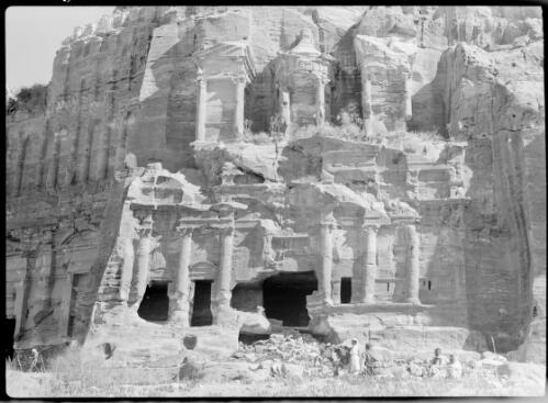 One of the wonderful ruins on the W Face of El Khubda [ca. 1940-1946] [picture] : [Petra Valley, Jordan] / [Frank Hurley]