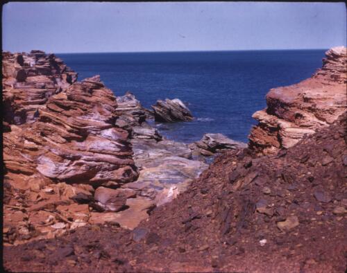 [Rock formations on the coast, Western Australia, 1] [transparency] / [Frank Hurley]