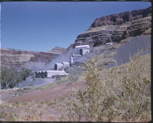 The mill of Australian Blue Asbestos Ltd, Wittenoom, Hamersley Range [Western Australia] [transparency] / [Frank Hurley]