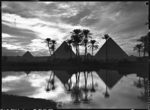 Sunset, the Pyramids [picture] : [Cairo, Egypt, World War II] / [Frank Hurley]