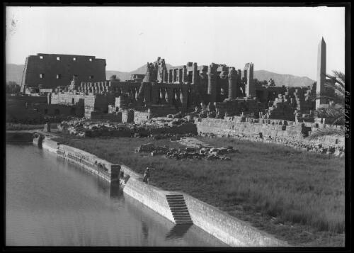 The Temple of Amen-Ra viewed from across the Sacred Lake [picture] : [Egypt, World War II] / [Frank Hurley]