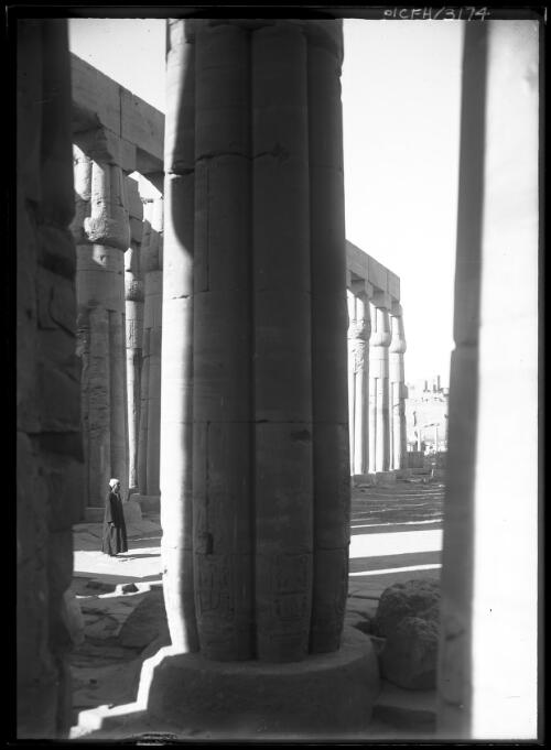 Papyrus columns in forecourt of Amenhotep III Temple of Luxor [picture] : [Egypt, World War II] / [Frank Hurley]