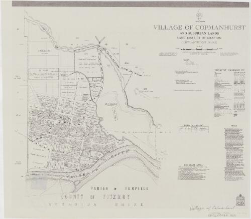 Village of Copmanhurst and suburban lands [cartographic material] : Land District of Grafton, Copmanhurst Shire / compiled, drawn & printed at the Department of Lands, Sydney, N.S.W