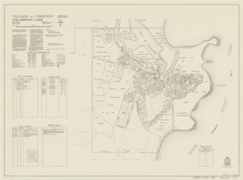 Village of Crescent Head and adjoining lands [cartographic material] : Parish - Palmerston, County - Macquarie, Land District - Kempsey, Shire - Macleay : within Division - Eastern N.S.W., Pastures Protection District - Port Macquarie