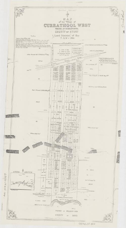Map of the village of Currathool West [cartographic material] : Parish of Currathool, County of Sturt, Land District of Hay, N.S.W - 1904 / compiled, drawn and printed at the Department of Lands, Sydney, N.S.W. ; [cartographer] C.M. Wilkinson