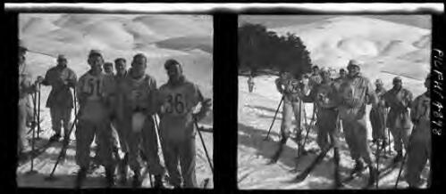 Cedars of Lebanon [group of A.I.F. skiers posing for camera, mountains behind] [picture] : [Lebanon, World War II] / [Frank Hurley]