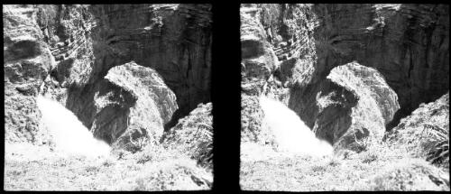 Thawwater from snows, waterfall at Hajir [picture] : [Lebanon, World War II] / [Frank Hurley]