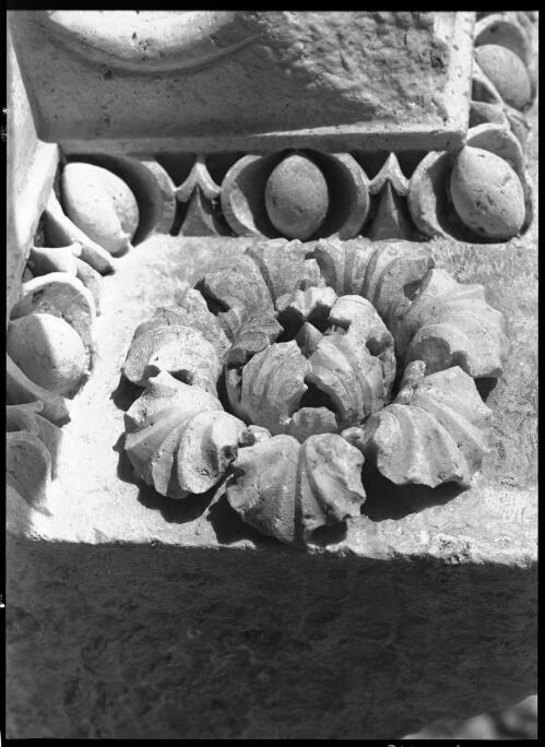 Details of adornment Baalbek, Syria [stone flower adorning the ceiling of the Temple of Bacchus] [picture] : [Lebanon, World War II] / [Frank Hurley]