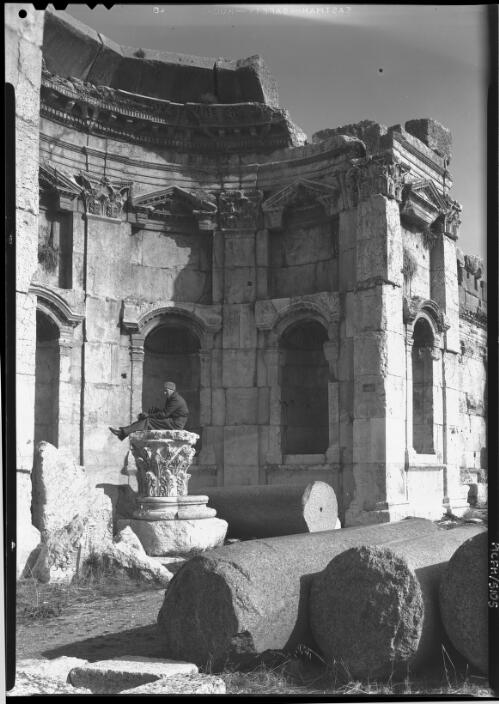 One of the best preserved porticos in the great courtyard  of Jupiter, apparently it served as a chapel [Baalbek] [picture] : [Lebanon, World War II] / [Frank Hurley]