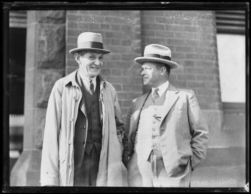 Professor Thomas Howell Laby with an unidentified man, New South Wales, ca. 1930 [picture]