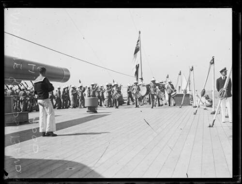 Marine Guards Band playing on deck H.M.S. Hood, New South Wales, 1924 [picture]