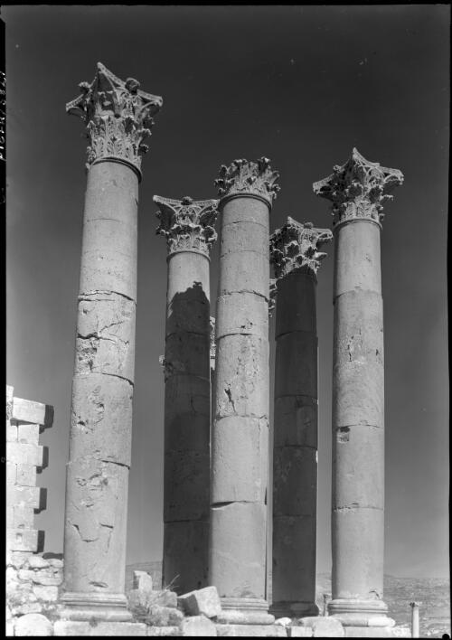 Columns at entrance to Temple of Artemis, Jerash [picture] : [Jordan] / [Frank Hurley]