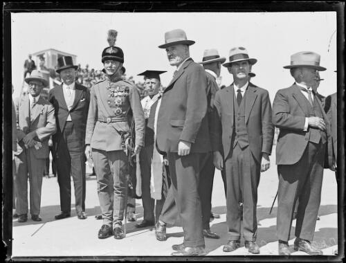 Sir Philip Game, Jack Lang, Dr J. J. C. Bradfield and officials at the opening of the Sydney Harbour Bridge, New South Wales, 19 March 1932 [picture]