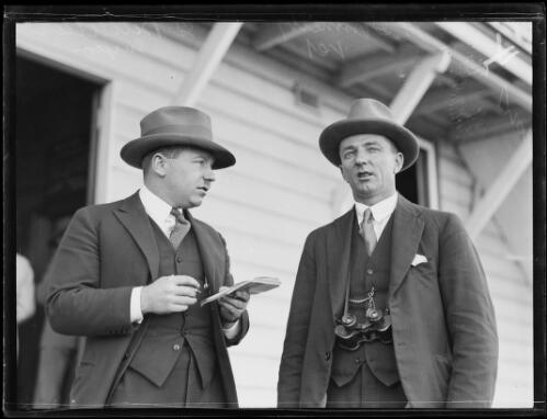 Surgeon Dr J.C. Bell Allen with veterinarian Mr A. Donnelly at Ascot, New South Wales, ca. 1932 [picture]