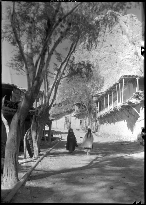 Two women walking in the middle of the street of the village of Karind, Iran, ca. 1943 [picture] / [Frank Hurley]