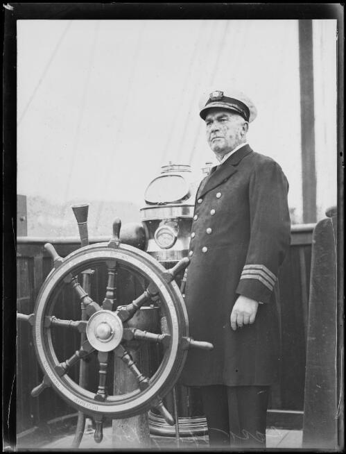 Captain Spring Brown Master of the Aorangi on the bridge, New South Wales, 21 July 1933, 1 [picture]