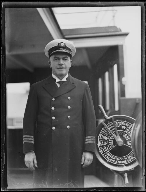 Captain Spring Brown Master of the Aorangi on the bridge, New South Wales, 21 July 1933, 2 [picture]
