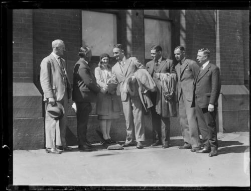 Mr and Mrs John Crawford with a group at the station, New South Wales, 17 September 1930 [picture]