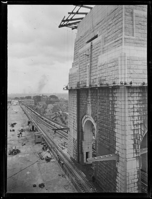 Pylon of the Sydney Harbour Bridge under construction, New South Wales, ca. 1930 [picture]