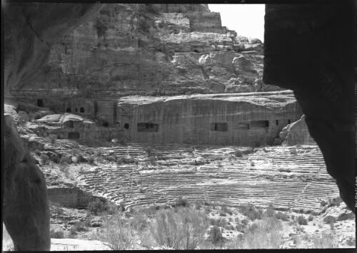 Petra, the great amphitheatre carved from a mountain face with a seating capacity of 3000 [picture] : [Petra Valley, Jordan] / [Frank Hurley]