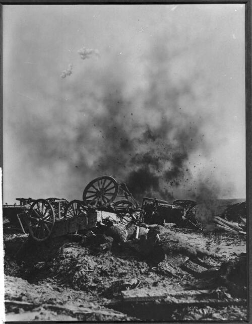 [At Hellfire Corner on the Menin Road, during the Third Battle of Ypres, World War I] [picture] / [Frank Hurley]