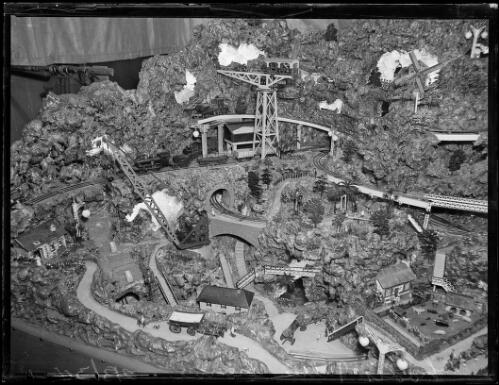 Industrial scene in the electric model city built by Sir George Julius at his Darling Point home, Sydney, New South Wales, 2 March 1934 [picture]