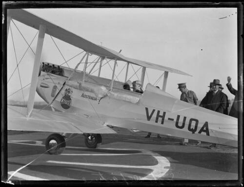 Aviator Charles William Anderson Scott in his plane departing from Sydney, New South Wales, May 1932 [picture]
