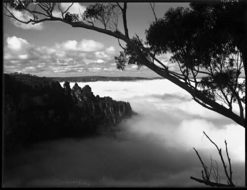 Early morning mists, Jamieson valley Katoomba [picture] : [Blue Mountains, New South Wales] / [Frank Hurley]